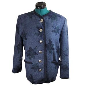 Hammerschmid Pure Wool Cardigan Knitted‎ Jacket Floral Size 38/Medium